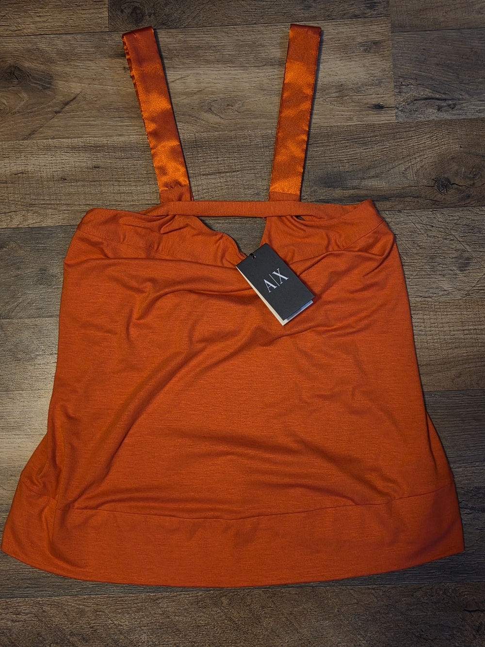A/X Armani Exchange Bright Orange Satin-Strap Camisole